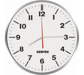Настенные часы Centek белый+хром, 30 см диаметром, круг, плавный ход, кварцевый механизм CT-7100 White 