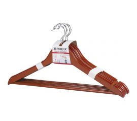 Вешалки-плечики BRABIX Стандарт, комплект 5 шт., перекладина, цвет вишня 601161 