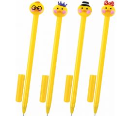 Шариковая ручка ЮНЛАНДИЯ Цыпленок с топпером, корпус ассорти, синяя, узел 0.7 мм 143808 