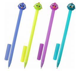 Шариковая ручка ЮНЛАНДИЯ с топпером П??енец корпус ассорти, синяя, узел 0.7 мм 143811 