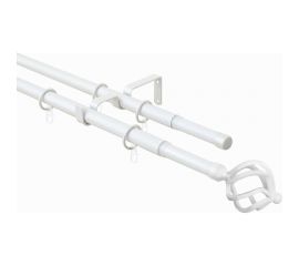 Телескопический металлический двухрядный карниз для штор Arttex 300 см, Шар кованый, белый А0000032121 