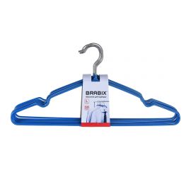 Вешалки-плечики BRABIX Стандарт комплект 10 шт, металл/ПВХ, 45 см, цвет синий 601166 