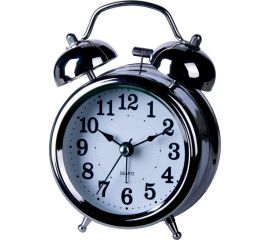 Часы-будильник Apeyron 12.4x8.8 см, подсветка, черный хром, металл, бесшумные с плавным ходом, батарейка АА MLT2207-254-1 