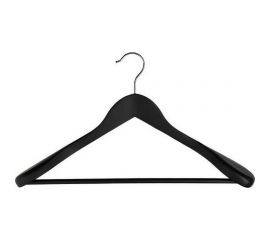 Анатомическая деревянная вешалка-плечики с перекладиной Attache черная, размер 48-50 808707 