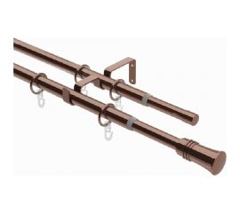 Телескопический металлический двухрядный карниз для штор Arttex 300 см, трапеция, коньяк А0000032117 
