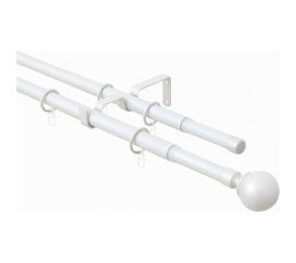 Телескопический металлический двухрядный карниз для штор Arttex 300 см, Шар, белый А0000032112 