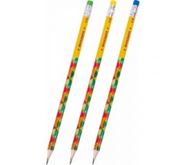 Чернографитный карандаш ЮНЛАНДИЯ Калейдоскоп 1 шт, HB, корпус ассорти, с цветным ластиком 181592 