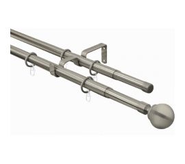 Телескопический металлический двухрядный карниз для штор Arttex 300 см, Шар, хром матовый А0000032114 