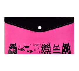 Папка для документов Феникс + КОТЫ С РЫБКАМИ полипропилен, 26x14 см, 1 отделение, кнопка, УФ-печать 59373 