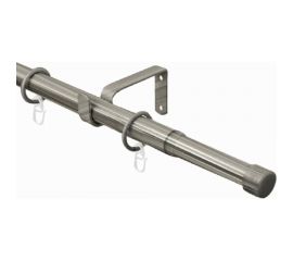 Телескопический металлический однорядный карниз для штор Arttex 300 см, заглушка, хром матовый А0000032124 