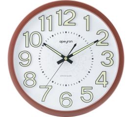 Круглые настенные часы Apeyron светящийся циферблат 3d, цвет темное дерево, пластик, диаметр 36.1 см, бесшумные PL2207-713-1 