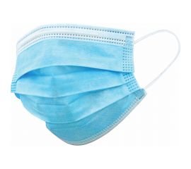Одноразовая медицинская маска ГЕКСА комплект 100 шт, короб, 3-х слойный фильтр Смс, голубая 630850 