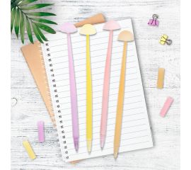 Фигурная шариковая ручка ЮНЛАНДИЯ Гриб силиконовый корпус, ассорти, синяя, узел 0.7 мм 143796 