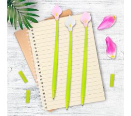 Фигурная шариковая ручка ЮНЛАНДИЯ Цветок силиконовый корпус, ассорти, синяя, узел 0.7 мм 143797 