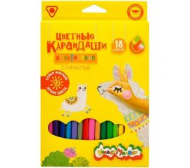 Набор цветных карандашей Каляка-Маляка 18 цветов, стираемые, с ластиком, трехгранные, пластик ККМП18 