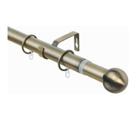 Телескопический металлический однорядный карниз для штор Arttex 300 см, Шар мини, золото антик А0000032125 