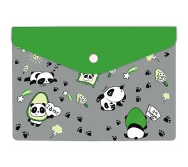 Папка для документов Феникс + ПАНДЫ полипропилен, А5, 24x17 см, 1 отделение, кнопка, УФ-печать 58815 