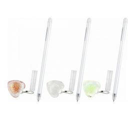 Шариковая ручка ЮНЛАНДИЯ Хрустальное сердце с подвеской, детали ассорти, синяя, узел 0.7 мм 143792 