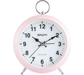 Часы-будильник Apeyron подсветка, розовый, металл, диаметр 12.4 см, бесшумные MLT2207-511-5 