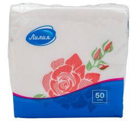 Салфетки бумажные 24x24 с рисунком Роза 1сл 50листов Лилия 513 