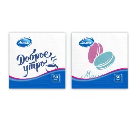 Салфетки бумажные 24x24 с рисунком Доброе утро 1слой 50листов Лилия 988 