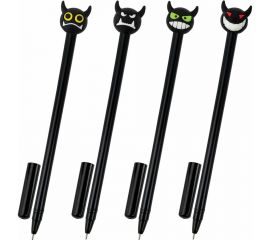 Шариковая ручка ЮНЛАНДИЯ Чертёнок с топпером, корпус ассорти, синяя, узел 0.7 мм 143812 