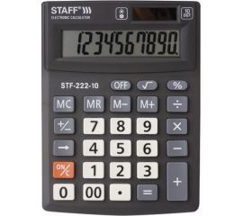 Компактный настольный калькулятор STAFF PLUS STF-222, 138x103мм, 10 разрядов, двойное питание, 250419 
