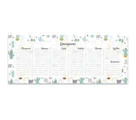 Планинг Феникс+ КАКТУСЫ 297x115 мм, 55 листов, клеевое скрепление, блок 80 г, полноцветная печать, твёрдая подложка с кэшированием, полноцветная печать, скругление углов, ПЭТ запайка 49000 