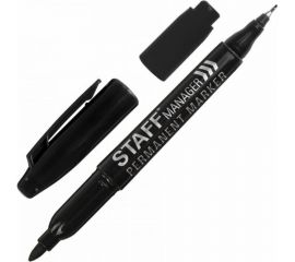 STAFF Маркер перманентный двусторонний Manager, ЧЕРНЫЙ, наконечники 0,8мм / 2,2мм, 151625 