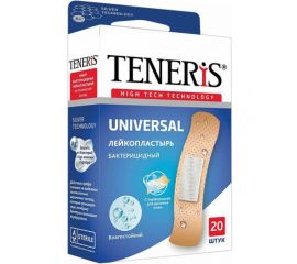 Набор пластырей 20шт UNIVERSAL универсальный на полимерной основе бактерицидный с ионами TENERIS 630289 