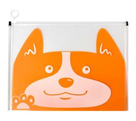 Папка для документов Феникс + КОРГИ А4, 32.5x25 см, 3 отделения, гибкая молния, разделитель пластиковый с вырубкой 58805 