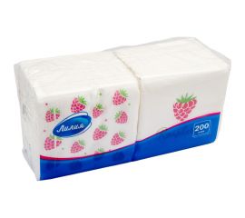 Салфетки бумажные 24x24 200листов с рисунком Лилия 7587 