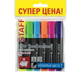 Набор текстовыделителей STAFF Basic Budget Hl-02n, 6 цветов, неон, линия письма 1-5 мм 152296 