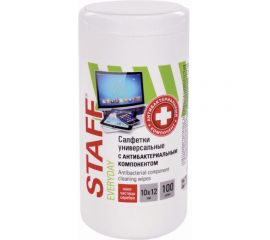 Салфетки 12 шт в упаковке Staff АНТИБАКТЕРИАЛЬНЫЕ универсальные EVERYDAY 10x12см 100 шт 513478 