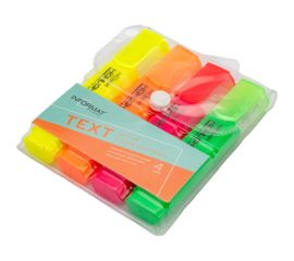 Набор текстовых маркеров INFORMAT FLASH 1-4 мм, ассорти, скошенный, 4 цвета FMSH01-4 