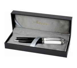 Набор Manzoni ALESSANDRIA шариковая + перьевая ручка, цвет корпуса черный, футляр кожзам, 2 предмета ALS5013-BF 