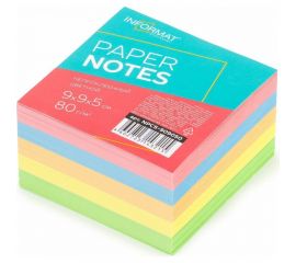 Блок для записи INFORMAT 9х9х5 см куб непроклееный пастель 5 цветов 80 г/м2 NPC5-909050 