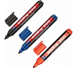 Перманентный маркер Edding черный, 1.5-3 мм, круглый наконечник, блистер E-300#1-B#1 