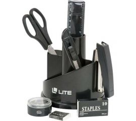 Настольный набор LITE СТЕЛЛА вращающийся, 12 предметов, черный, пластик DOL01-12/Bk 