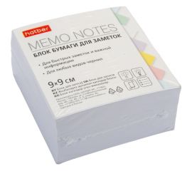 Блок бумаги для заметок Hatber 9x9х4,5см белый, сменный, в индив.упак. 18 шт 059403 