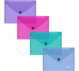 Пластиковая папка-конверт ErichKrause Glossy Vivid на кнопке, C6, ассорти 47122 