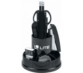 Настольный набор LITE БАШНЯ вращающийся, 12 предметов, черный, пластик DOL03-12/Bk 