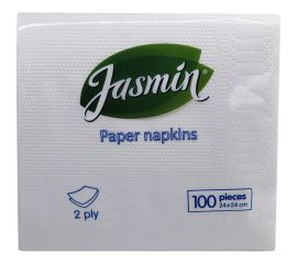 Бумажные салфетки Jasmin 2 слоя, 24x24 см, 100 шт. С100249 