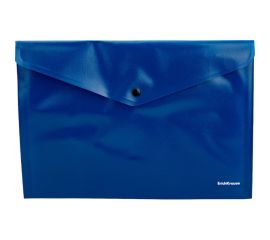 Пластиковая папка-конверт ErichKrause Fizzy Classic на кнопке, А4, синий 50177 