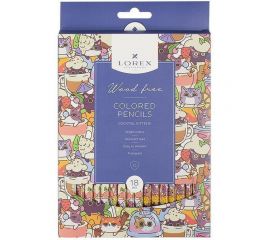 Набор цветных карандашей LOREX WOOD FREE COCKTAIL KITTENS 18 цветов, трехгранные LXCPWF18-CK 