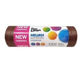 Мешки для мусора Fun Clean суперпрочные, 120 л, 10 шт., коричневые, пвд 16580 