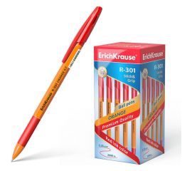 Шариковая ручка ErichKrause R-301 Orange Stick Grip 0.7, красный 43189 