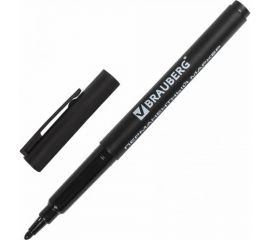 Маркер 10 шт в упаковке BRAUBERG перманентный нестираемый "CLASSICLine" ЧЕРНЫЙкорп.тонкийнаконечник1мм 150296 