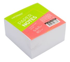 Проклеенный блок для записи INFORMAT 9х9х5 см куб белый 80 г/м2 NPN1-909050 