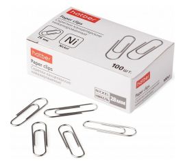 Канцелярские скрепки Hatber никелированные круглые 28мм, 100 шт 10 шт 040768 